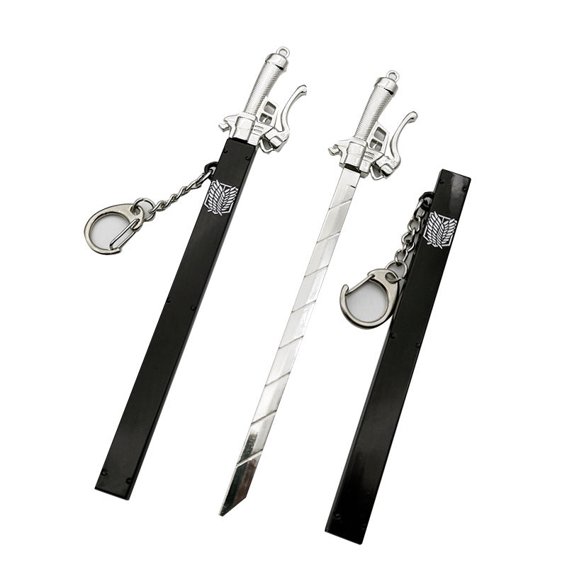Wholesale Anime Titan Wings of Liberty Eren Mikasa Sword Metal Model Keychain